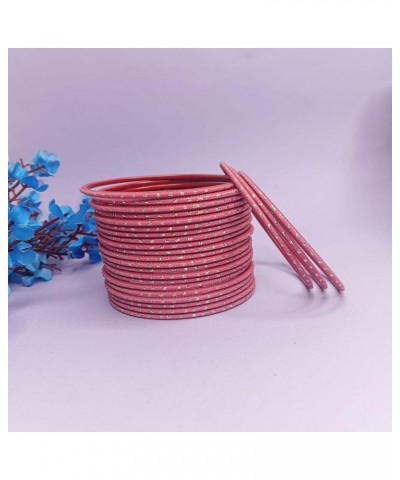 Indian Bangles Set Bollywood Plain Metal Bangle Bracelets Costume Jewelry for Women Pink (Set of 24 Pcs) 2-6 $9.87 Bracelets