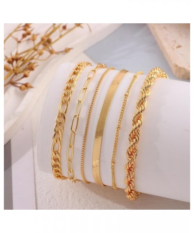 Gold Chain Bracelet Sets for Women Adjustable Trendy 14K Gold Plated Dainty Link Paperclip Bracelets Stake Layered Metal Link...