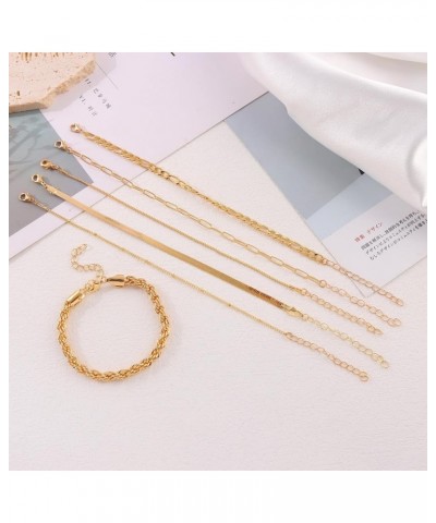 Gold Chain Bracelet Sets for Women Adjustable Trendy 14K Gold Plated Dainty Link Paperclip Bracelets Stake Layered Metal Link...