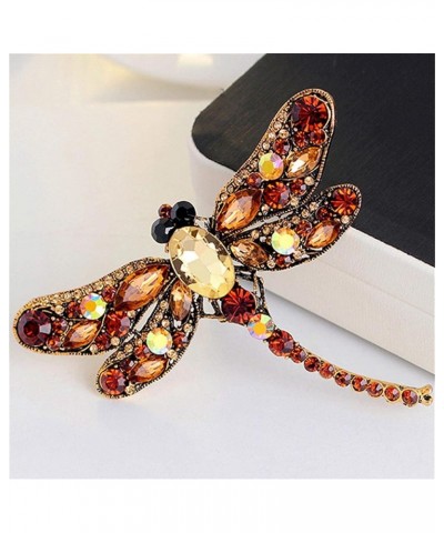 Hsakess Artificial Crystal Rhinestone Dragonfly Brooch Pin Animals Pin Gift for Women Outfits Decoration,Pink, 9.1*7.5cm Brow...