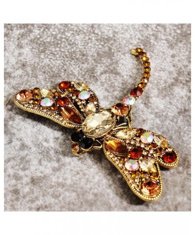 Hsakess Artificial Crystal Rhinestone Dragonfly Brooch Pin Animals Pin Gift for Women Outfits Decoration,Pink, 9.1*7.5cm Brow...