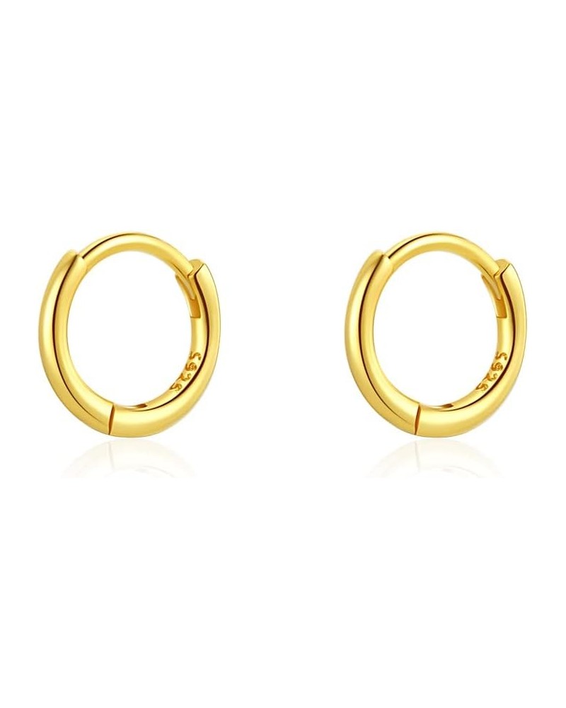 6mm 7mm 8mm 9mm 10mm 11mm 13mm 15mm Huggie Hoop Earrings 925 Sterling Silver 18k Gold Plated 1.3mm Thin Cartilage Hinged Tiny...