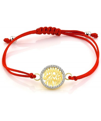 Shema Israel Prayer Bracelet for Luck Protection Red String w/Knot in Silver CZ Kabbalah Jewelry Evil Eye yellow gold plated ...