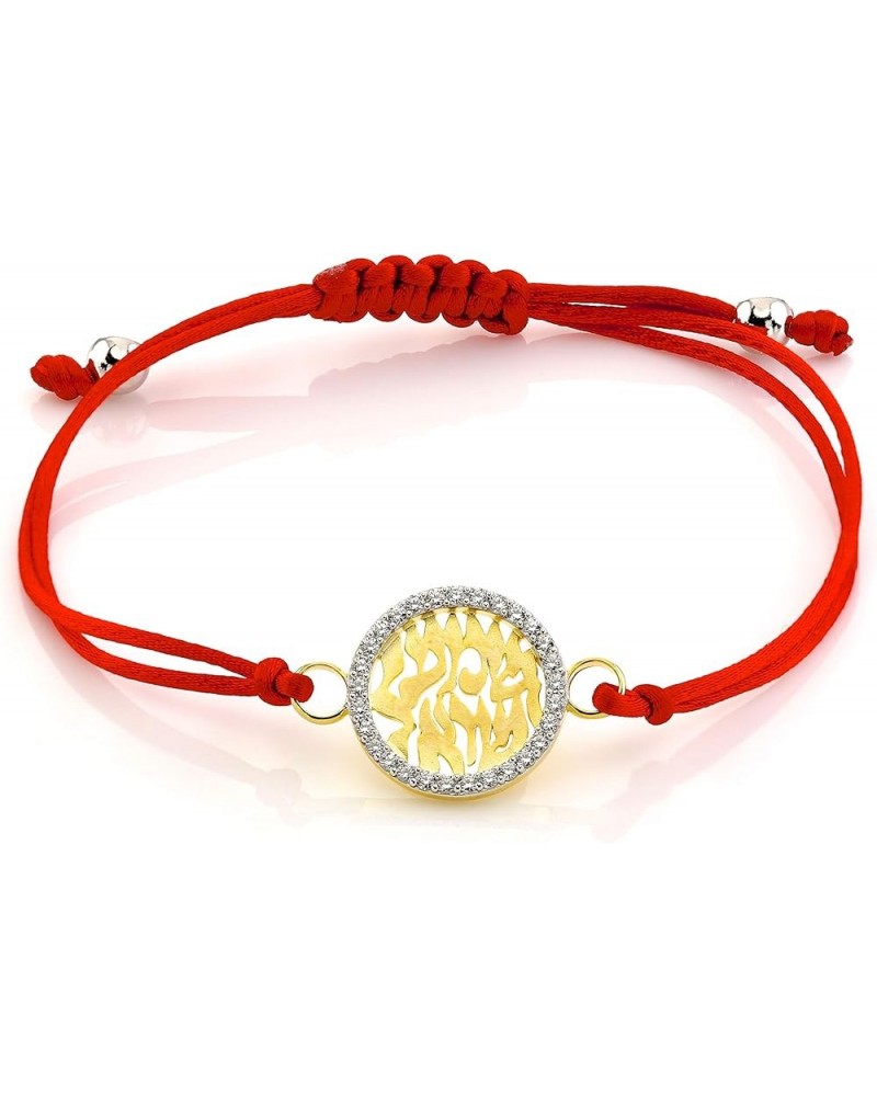 Shema Israel Prayer Bracelet for Luck Protection Red String w/Knot in Silver CZ Kabbalah Jewelry Evil Eye yellow gold plated ...