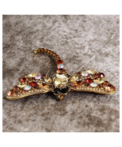 Hsakess Artificial Crystal Rhinestone Dragonfly Brooch Pin Animals Pin Gift for Women Outfits Decoration,Pink, 9.1*7.5cm Brow...