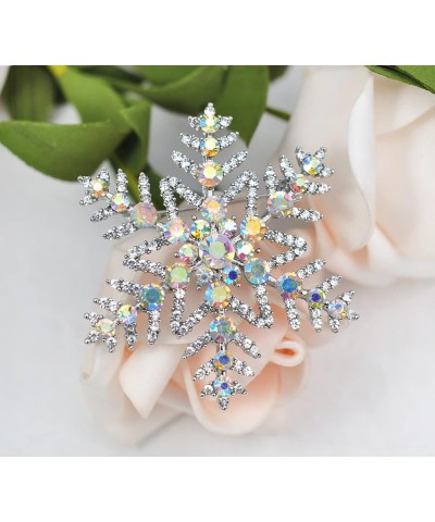 Crystal Winter Snowflake Brooch pins for Women AB Snowflake $10.00 Brooches & Pins