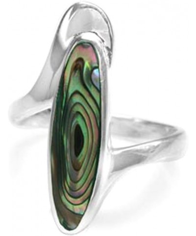 Long Inlay White Gold Plated 925 Sterling Silver Modern Style Ring 7 Silver abalone $10.00 Rings