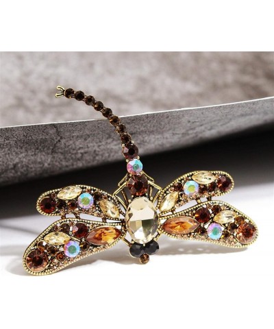 Hsakess Artificial Crystal Rhinestone Dragonfly Brooch Pin Animals Pin Gift for Women Outfits Decoration,Pink, 9.1*7.5cm Brow...