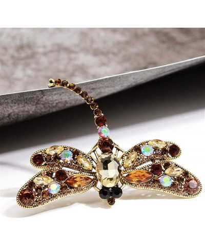 Hsakess Artificial Crystal Rhinestone Dragonfly Brooch Pin Animals Pin Gift for Women Outfits Decoration,Pink, 9.1*7.5cm Brow...