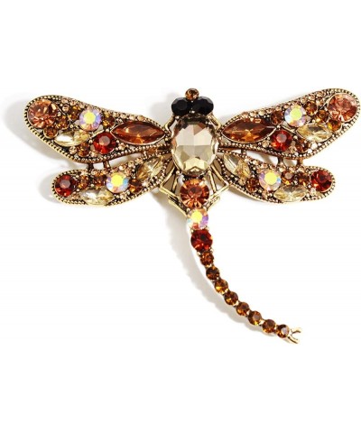 Hsakess Artificial Crystal Rhinestone Dragonfly Brooch Pin Animals Pin Gift for Women Outfits Decoration,Pink, 9.1*7.5cm Brow...