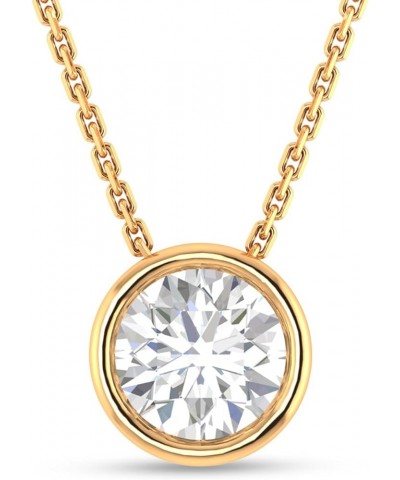 2.50 to 3.50 CT. T.W. Round Cut Bezel Set Solitaire Diamond Pendant Necklace Solid 14K White/Yellow/Rose Gold Plated 925 Ster...