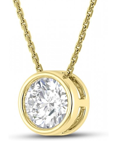 2.50 to 3.50 CT. T.W. Round Cut Bezel Set Solitaire Diamond Pendant Necklace Solid 14K White/Yellow/Rose Gold Plated 925 Ster...