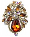 Vintage Wedding Bridal Big Crystal Rhinestone Brooch Pin Banquet Jewelry Gold Tone Brown $9.35 Brooches & Pins