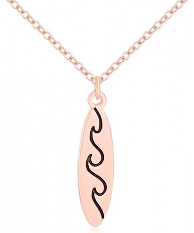 Beach Ocean Waves Surfboard Charm Pendant Necklace rose gold $12.67 Necklaces