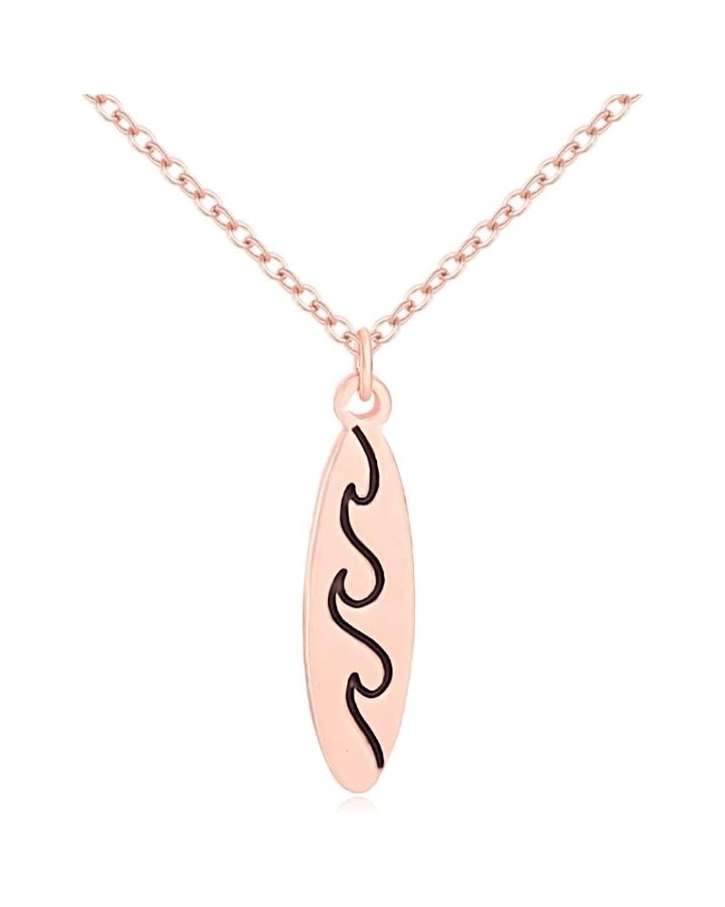 Beach Ocean Waves Surfboard Charm Pendant Necklace rose gold $12.67 Necklaces