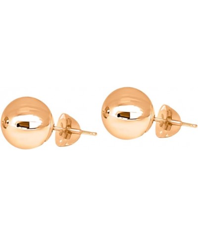 14K Solid Yellow and Rose Gold Ball Earring/Stud Earrings (3MM - 7MM) For Women with Secure Push Back 7MM Rose Gold $24.50 Ea...