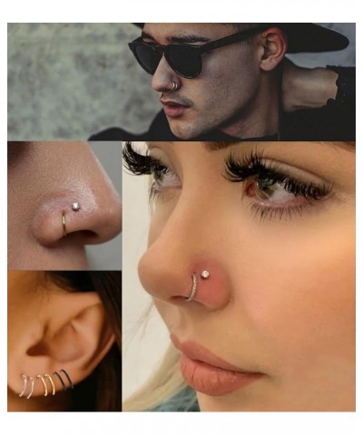 Hypoallergenic Nose Rings Hoops 316l Surgical Steel 20g 18g 16g Zircon L Shaped Studs Septum Lip Helix Hoops Double Nose Ring...