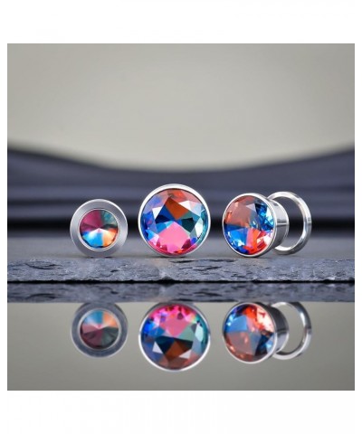 Screw Back Ear Tunnels, Stainless Steel Blue Crystal Plugs Piercing Expander Gauge Earrings. S8626G 0g(8mm) $9.49 Body Jewelry