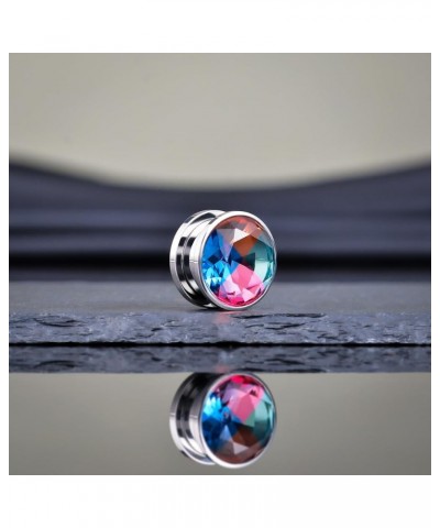 Screw Back Ear Tunnels, Stainless Steel Blue Crystal Plugs Piercing Expander Gauge Earrings. S8626G 0g(8mm) $9.49 Body Jewelry