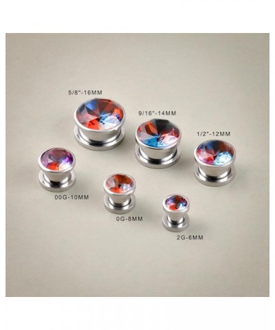 Screw Back Ear Tunnels, Stainless Steel Blue Crystal Plugs Piercing Expander Gauge Earrings. S8626G 0g(8mm) $9.49 Body Jewelry