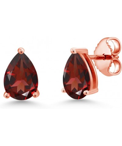 18K Rose Gold Plated Silver Red Garnet Stud Earrings For Women (1.96 Cttw, Gemstone January Birthstone, Pear Shape 8X5MM) $32...