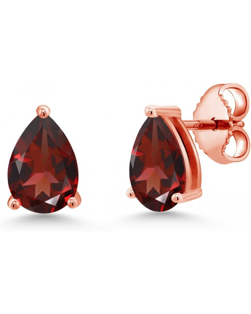 18K Rose Gold Plated Silver Red Garnet Stud Earrings For Women (1.96 Cttw, Gemstone January Birthstone, Pear Shape 8X5MM) $32...