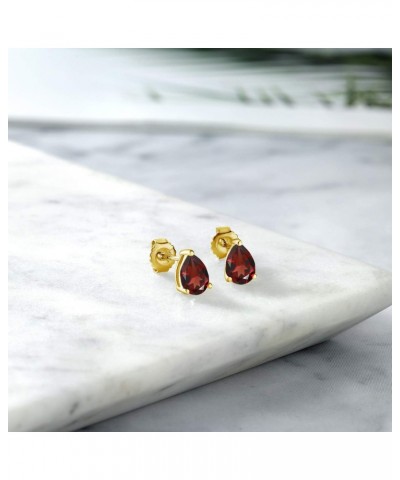 18K Rose Gold Plated Silver Red Garnet Stud Earrings For Women (1.96 Cttw, Gemstone January Birthstone, Pear Shape 8X5MM) $32...