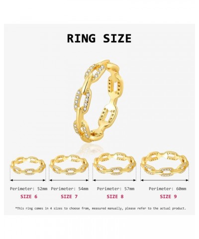 18K Gold Plated Stacking Paperclip link Rings for Women, Gold Zirconia Diamond Eternity Ring Wedding Bands CZ Engagement Ring...