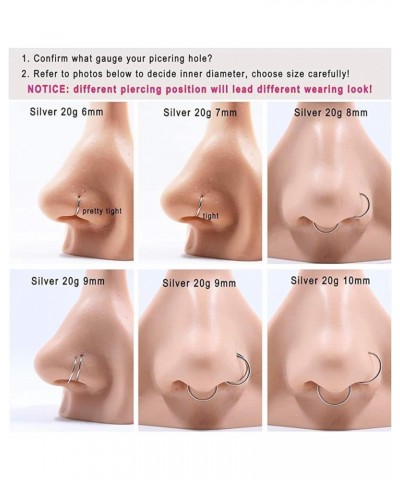 Hypoallergenic Nose Rings Hoops 316l Surgical Steel 20g 18g 16g Zircon L Shaped Studs Septum Lip Helix Hoops Double Nose Ring...