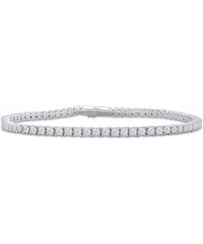 2MM Width Round Cut Lab Created Diamond Moissanite Tennis Chain Bracelet In 14k Gold Plated 925 Sterling Silver Jewelry For W...