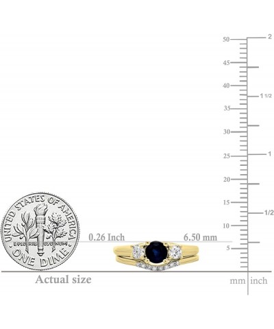 5mm Round Blue Sapphire & White Diamond 3 Stone Wedding Ring Set for Women in 14K Gold 5.5 Yellow Gold $385.31 Bracelets