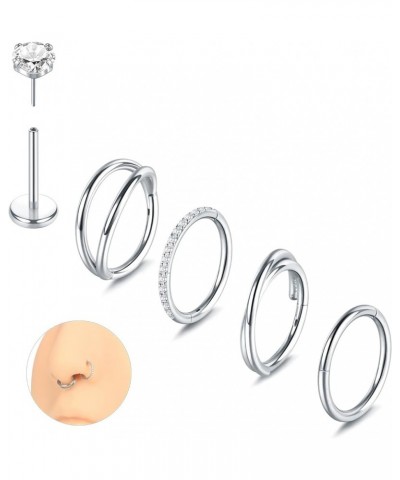 20G 18G 16G Nose Rings Hoops 316L Surgical Steel Double Hoop Nose Ring Septum Rings Threadless Nose Stud Tragus Helix Cartila...