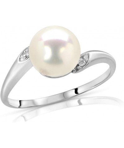 14K White Gold Black or White Akoya Cultured Pearl Ring with .02ct Diamonds White Akoya White Gold $57.35 Rings