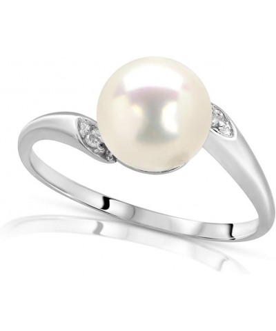 14K White Gold Black or White Akoya Cultured Pearl Ring with .02ct Diamonds White Akoya White Gold $57.35 Rings