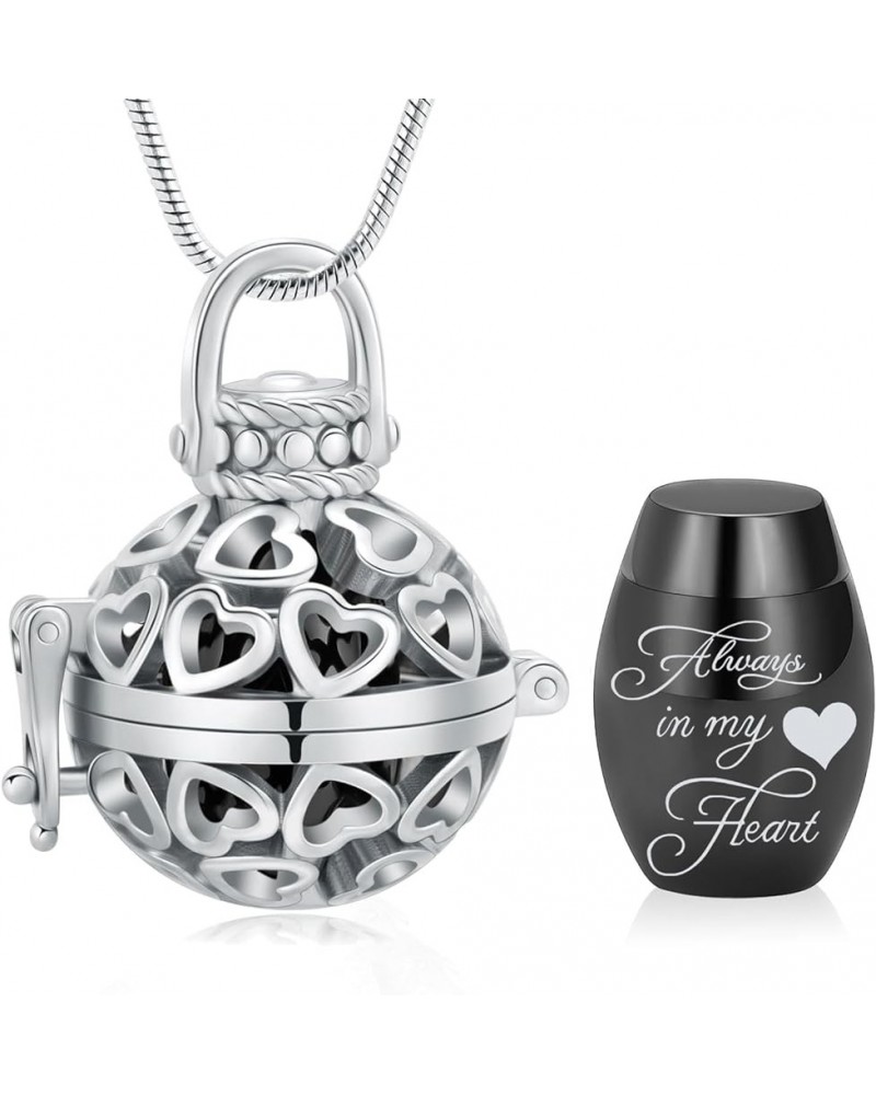 Cremation Jewelry Urn Necklace for Ashes for Women Men with Memorial Always In My Heart Hollow Keepsake Jar Locket Necklace B...