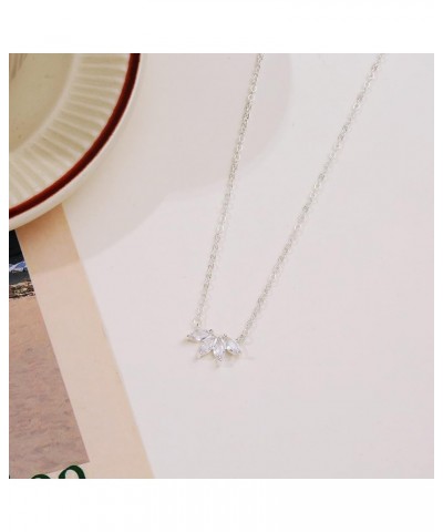 Diamond Necklaces for Women Dainty CZ Leaf Necklace 14k Gold Plated Flower Necklace Simple Diamond Choker Necklaces for Women...