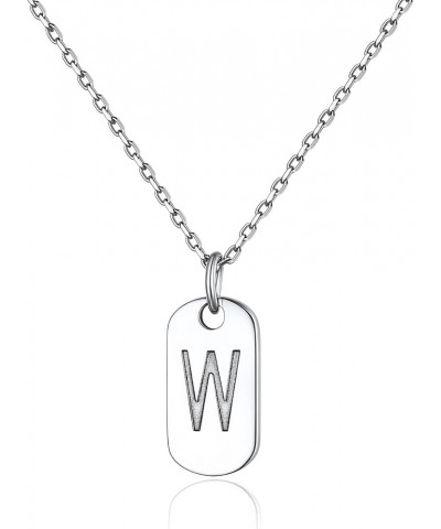 Solid Silver Initial Necklace with S925 Stamp, 26 Alphabets Tiny Dog Tag for Women/Men, Send Gift Box W $8.09 Necklaces