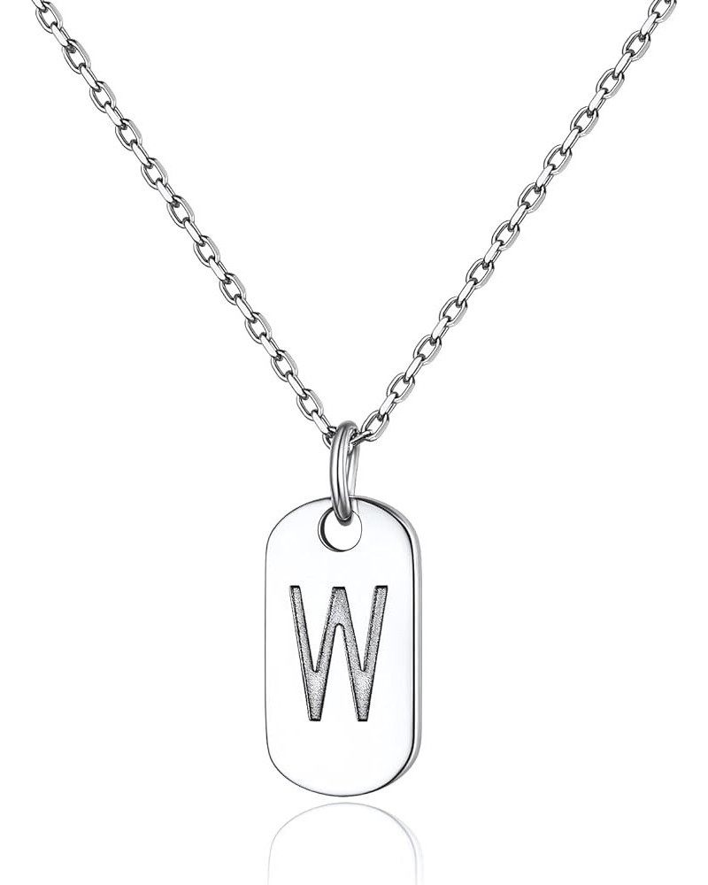 Solid Silver Initial Necklace with S925 Stamp, 26 Alphabets Tiny Dog Tag for Women/Men, Send Gift Box W $8.09 Necklaces