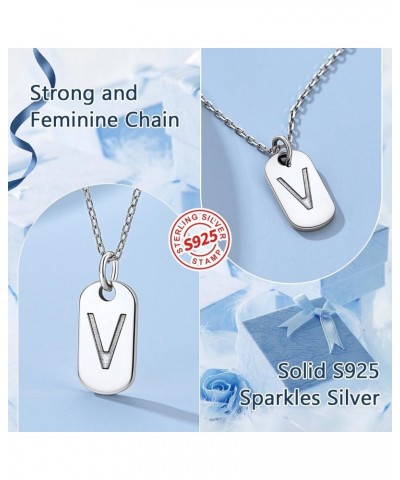 Solid Silver Initial Necklace with S925 Stamp, 26 Alphabets Tiny Dog Tag for Women/Men, Send Gift Box W $8.09 Necklaces