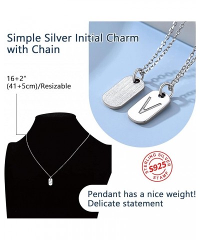 Solid Silver Initial Necklace with S925 Stamp, 26 Alphabets Tiny Dog Tag for Women/Men, Send Gift Box W $8.09 Necklaces