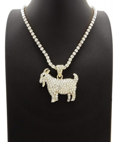 Stone Stud Goat Pendant with 3.5" Rhinestone Chain Necklace Gold-Tone 20.0 Inches $14.70 Necklaces