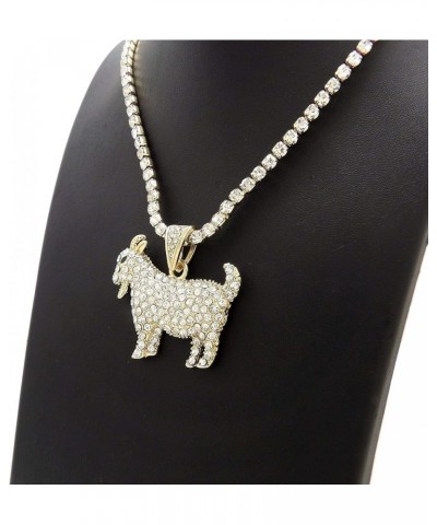 Stone Stud Goat Pendant with 3.5" Rhinestone Chain Necklace Gold-Tone 20.0 Inches $14.70 Necklaces