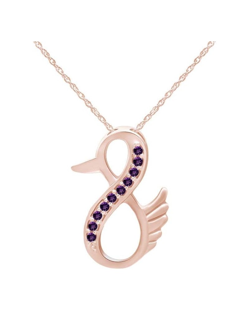 Duck Infinity Pendant Necklace in 14K Rose Gold Over Sterling Silver Simulated amethyst $26.78 Necklaces