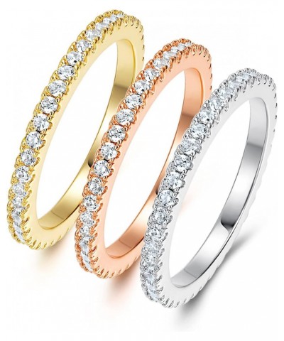 Eternity Stackable Rings, 18k Multicolor Plated Cubic Zirconia Wedding Rings Set for Women (3 PCS) $9.44 Rings