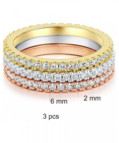 Eternity Stackable Rings, 18k Multicolor Plated Cubic Zirconia Wedding Rings Set for Women (3 PCS) $9.44 Rings