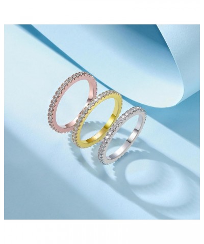 Eternity Stackable Rings, 18k Multicolor Plated Cubic Zirconia Wedding Rings Set for Women (3 PCS) $9.44 Rings