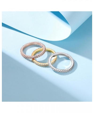 Eternity Stackable Rings, 18k Multicolor Plated Cubic Zirconia Wedding Rings Set for Women (3 PCS) $9.44 Rings