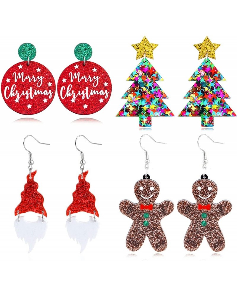 Christmas Earrings For Women Christmas Stud Earrings Holiday Earrings Acrylic Christmas Tree Gingerbread Decoration Christmas...