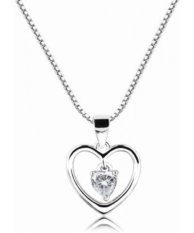 Girl's Sterling Silver Dancing Heart Simulated Birthstone Necklace 04-April 16-18 $19.03 Necklaces