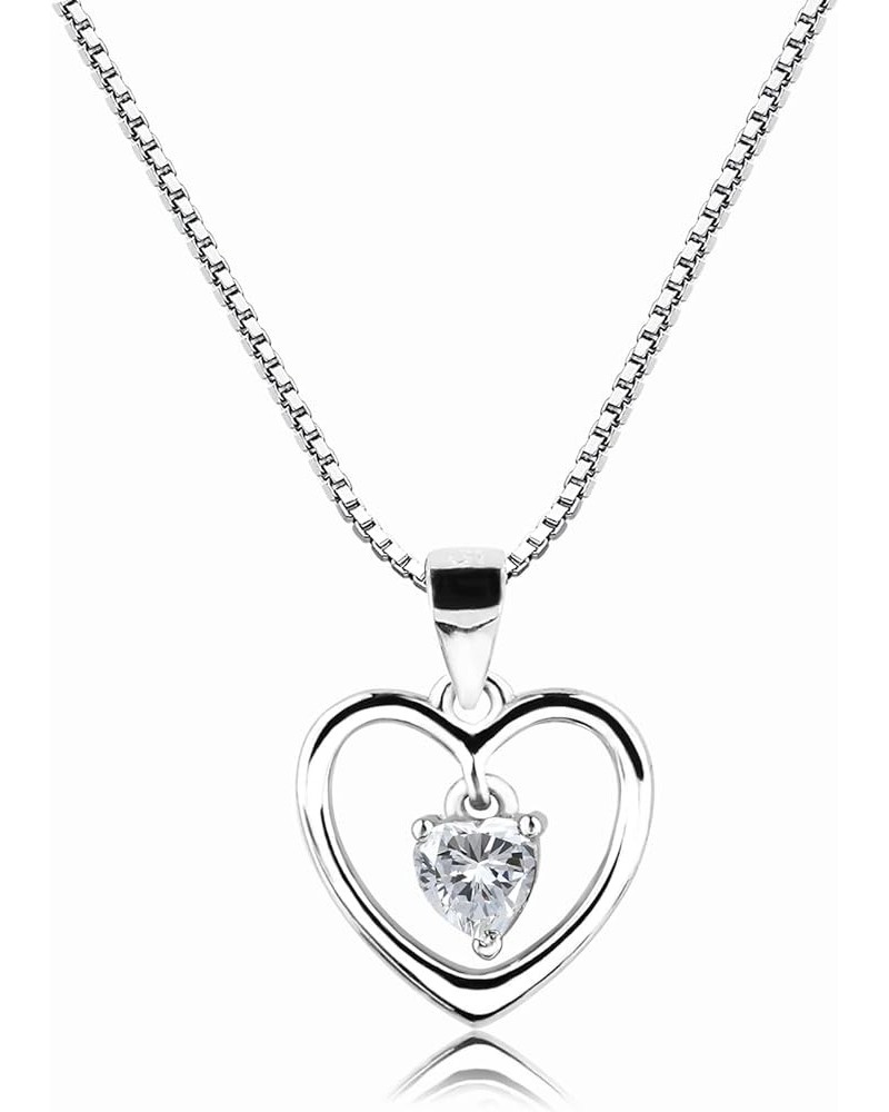 Girl's Sterling Silver Dancing Heart Simulated Birthstone Necklace 04-April 16-18 $19.03 Necklaces